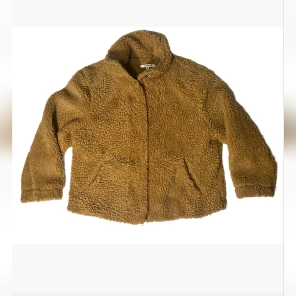 PacSun Teddy Jacket Faux Fur Sherpa Fleece zip up Lined Warm Winter Oversize M/L - Picture 2 of 7